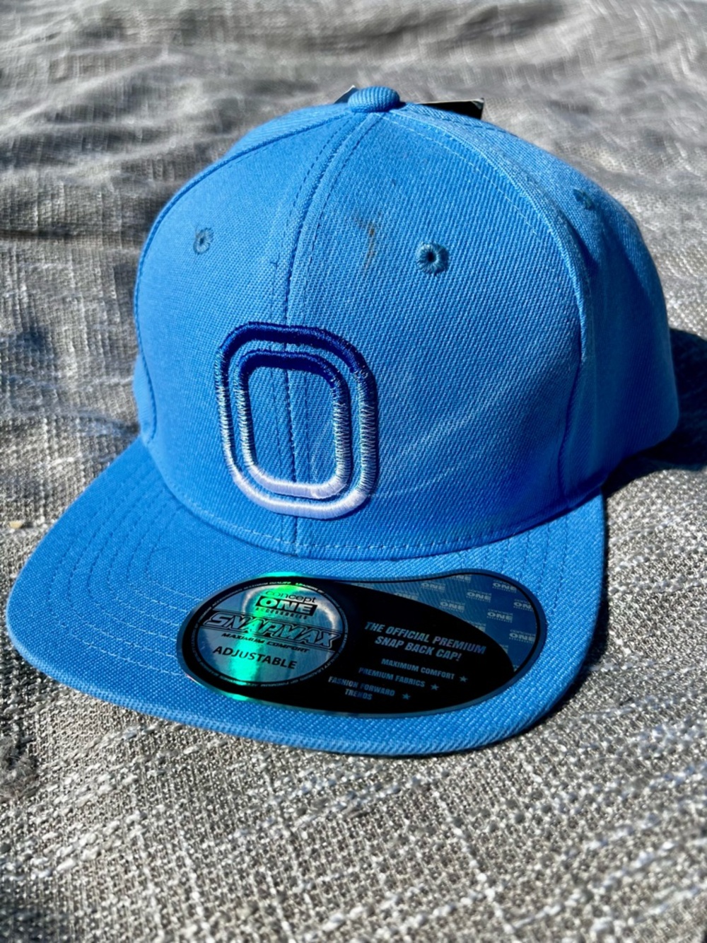 Overtime Ombre Snapback This flat brim hat ombre embroidered “O” BLUE